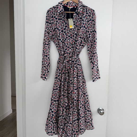 BODEN Kitty Dress in Navy/Red Floral - Midi Shirt Dress  - Size US 14R - NWT - Picture 2 of 9